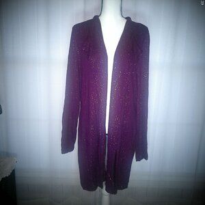 SOMA INTIMATES Long Sleeve Maroon with Gold Sparkles Tunic Length Cardigan  XL